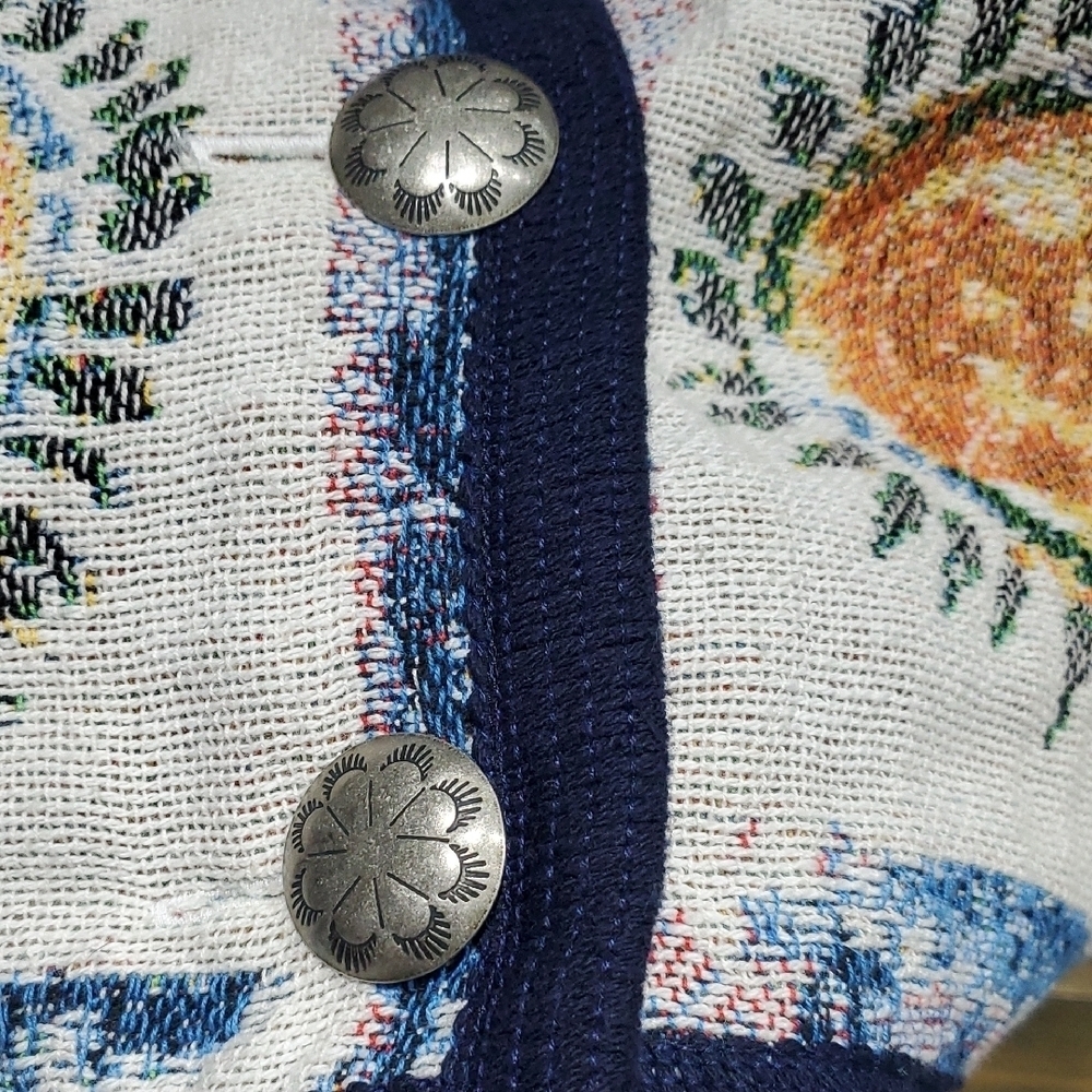 NWOT Painted Pony Concho Blue White Jacket Cropped, Knit, Western Sun 90s Blazer - Picture 3 of 6